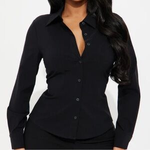 Black All Day Everyday Button Front Shirt